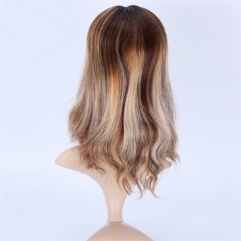 7X8＂Balayage Ombre Brown Blonde Silk Wefted Toppers