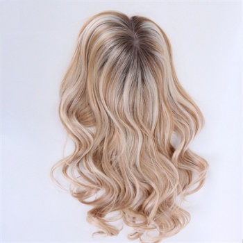 7X8＂Balayage Brown White 150 Density Silk Base Toppers