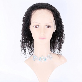 12in Natural Color Curly Remy Hair, Full Lace Wig