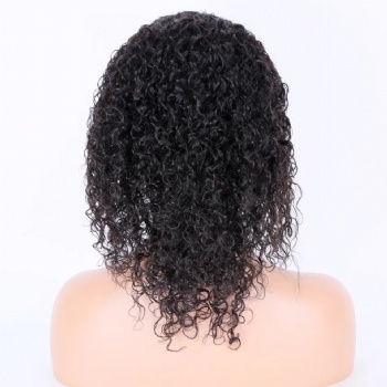 12in Natural Color Curly Remy Hair, Full Lace Wig