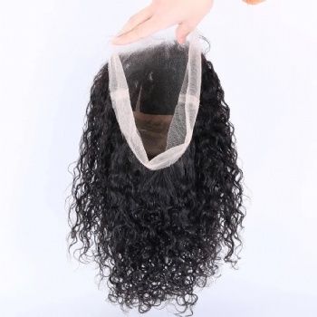 12in Natural Color Curly Remy Hair, Full Lace Wig