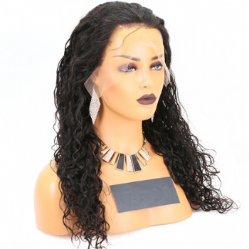 20in Natural Color Curly Virgin Hair, Full Lace Wig