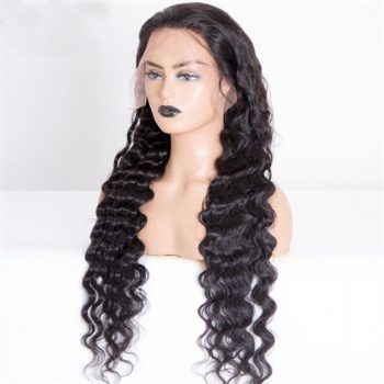 30in Natural Color Curly Virgin Hair, Full Lace Wig