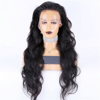 28in Natural Color Body Wave Virgin Hair, Full Lace Wig