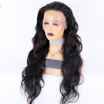 28in Natural Color Body Wave Virgin Hair, Full Lace Wig