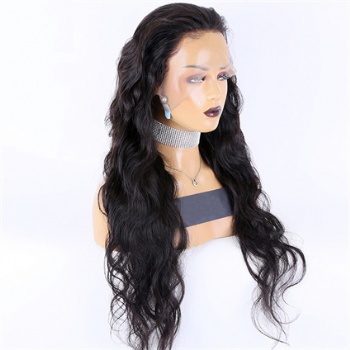 28in Natural Color Body Wave Virgin Hair, Full Lace Wig