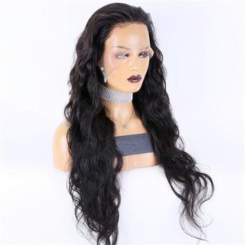 28in Natural Color Body Wave Virgin Hair, Full Lace Wig