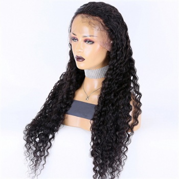 30in Natural Color Spanish Wave Virgin Hair, Full Lace Wig