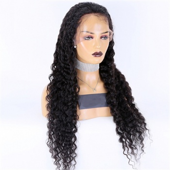 30in Natural Color Spanish Wave Virgin Hair, Full Lace Wig