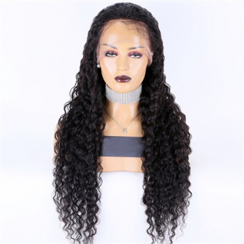 30in Natural Color Spanish Wave Virgin Hair, Full Lace Wig