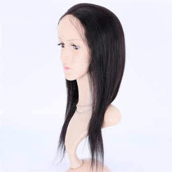 14in Natural Color Straight Virgin Hair, Full Lace Wig