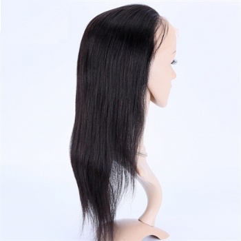 14in Natural Color Straight Virgin Hair, Full Lace Wig