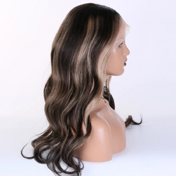 20in Dark Brown With 613 Wavy Virgin Hair, Full Lace Wig