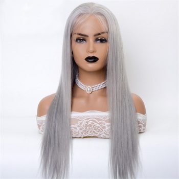 18in Grey Straight, Full Lace Wig