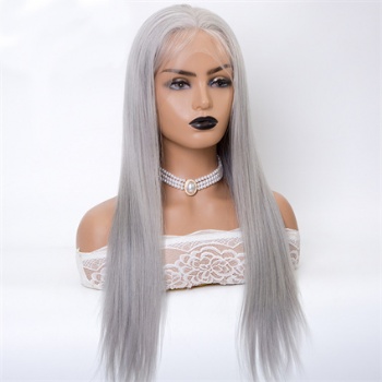 18in Grey Straight, Full Lace Wig