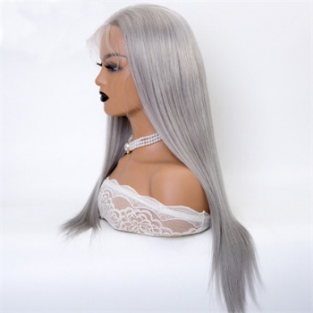 18in Grey Straight, Full Lace Wig