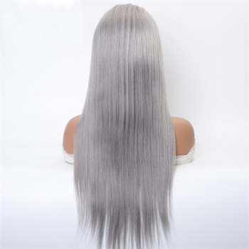 18in Grey Straight, Full Lace Wig