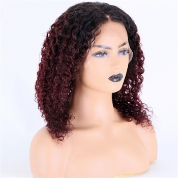 14in Dark Rooted Red Wine Curly, Full Lace Wig