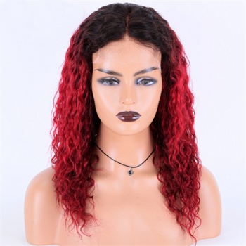 Dark Rooted Red Remy Hair , 5x5 HD Lace Closure Wig