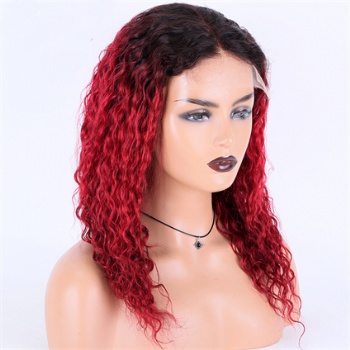 Dark Rooted Red Remy Hair , 5x5 HD Lace Closure Wig