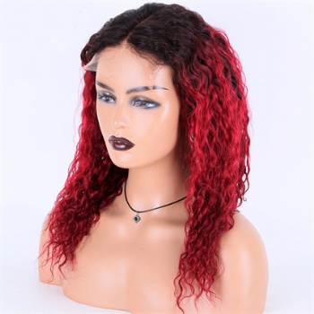 Dark Rooted Red Remy Hair , 5x5 HD Lace Closure Wig