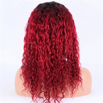 Dark Rooted Red Remy Hair , 5x5 HD Lace Closure Wig