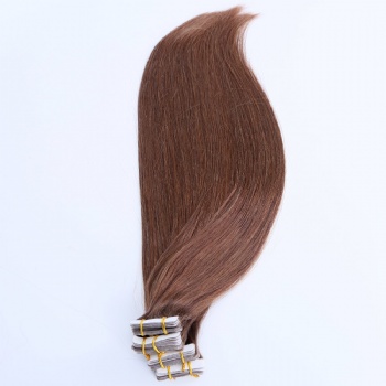 Color 6 Chestnut Brown Straight Tape in Hair Extension