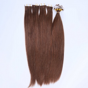 Color 6 Chestnut Brown Straight Tape in Hair Extension