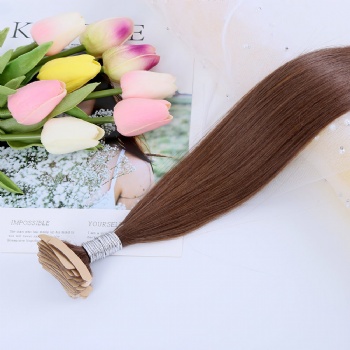 Color 9 Medium Golden Brown Straight Injected Tape in Hair Extensions