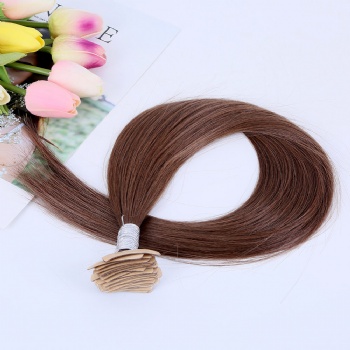 Color 9 Medium Golden Brown Straight Injected Tape in Hair Extensions