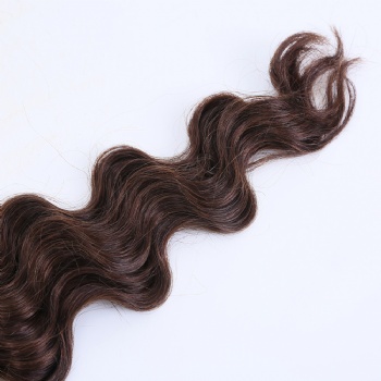 Color 4 Medium Dark Brown Wavy Keratin U-tip Hair Extension