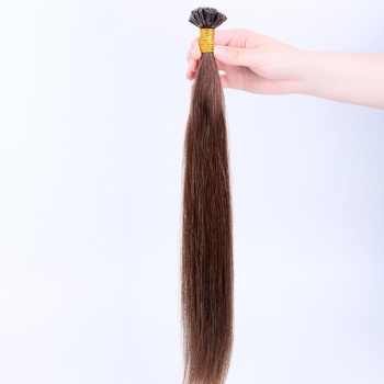 Color 4 Medium Dark Brown Straight Keratin U-tip Hair Extension