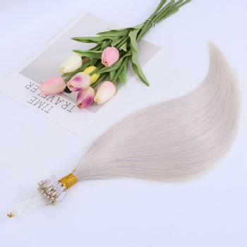 Color 60 Platinum Blonde Micro Ring Hair Extension