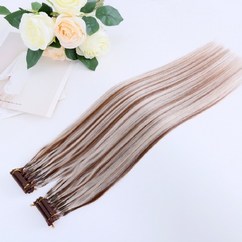 Brown Piano Color Blonde 6D Hair Extension