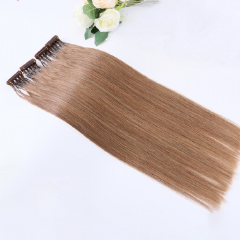 Color 8 Light Ash Brown 6D Hair Extension