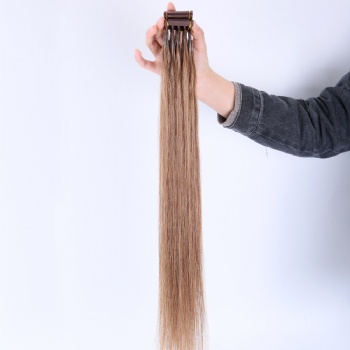 Color 8 Light Ash Brown 6D Hair Extension