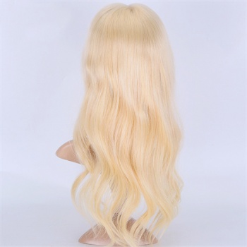 7X8＂Top Quality Bleach Blonde Lace Front Toppers With 4x4＂Lace