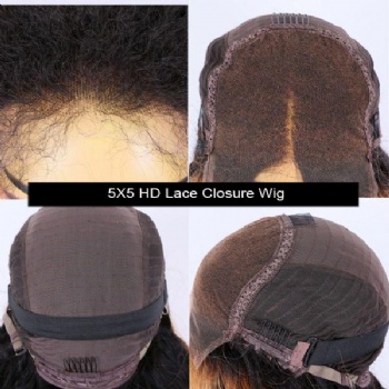 10in to 32in Natural Color Water Wave, 5x5 HD Lace Closure Wig