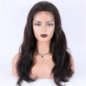 20in Natural Black Body Wave Virgin Hair , 5in HD Lace Top Wig