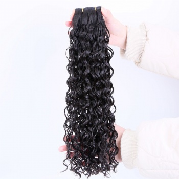 Remy Hair Curly Natural Black Machine Made Weft