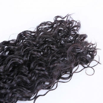 Remy Hair Curly Natural Black Machine Made Weft