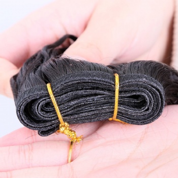 Remy Hair Curly Natural Black Machine Made Weft