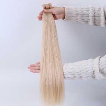 Color 22 Champagne Blonde Invisible Flat Weft Hair Extension