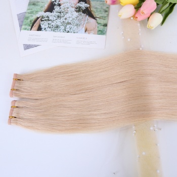 Color 22 Champagne Blonde Invisible Flat Weft Hair Extension