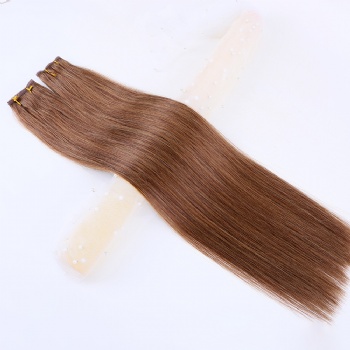 Color 6 Chestnut Brown Brazilian Hair Skin Weft Hair Extension