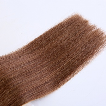 Color 6 Chestnut Brown Brazilian Hair Skin Weft Hair Extension