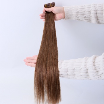 Color 6 Chestnut Brown Brazilian Hair Skin Weft Hair Extension