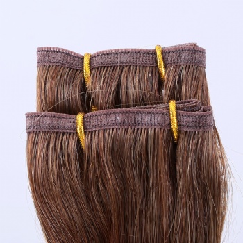 Color 6 Chestnut Brown Brazilian Hair Skin Weft Hair Extension