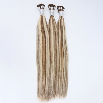 Custom Blonde with Brown Roots Hand Tied Weft