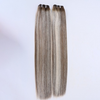 Custom Blonde with Brown Roots Machine Made Weft